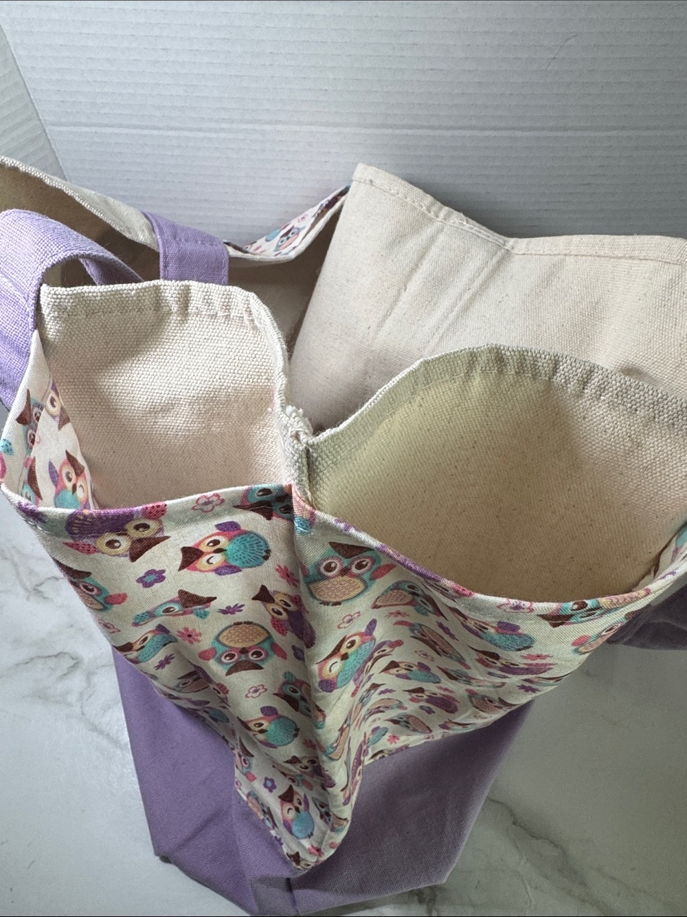 New Trader Joe’s Large Lavender Canvas Tote Bag with Custom Side Pockets - Picture 16 of 17